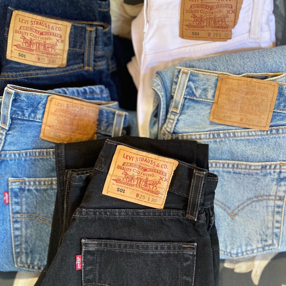 Levi's vintage 501s  Straight Jeans - Classic Black, Denim Blue, dark blue,White